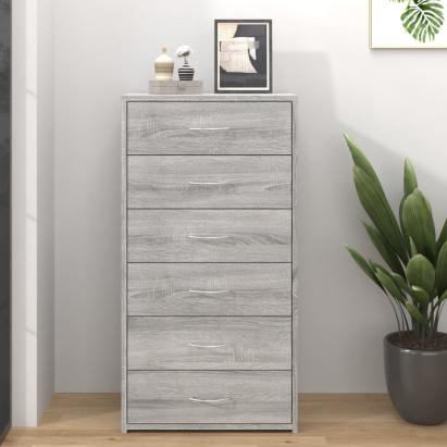 Servantă cu 6 sertare, stejar fumuriu, 50x34x96 cm, lemn GartenMobel Dekor