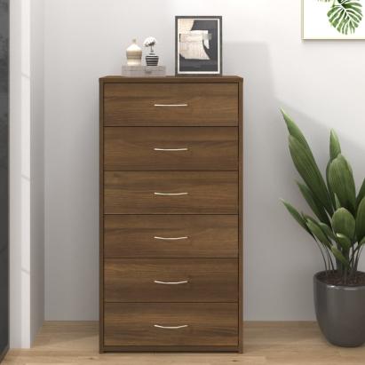 Servantă cu 6 sertare, stejar maro, 50x34x96 cm, lemn GartenMobel Dekor
