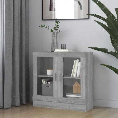 Dulap cu vitrină, gri sonoma, 82,5x30,5x80 cm, lemn prelucrat GartenMobel Dekor