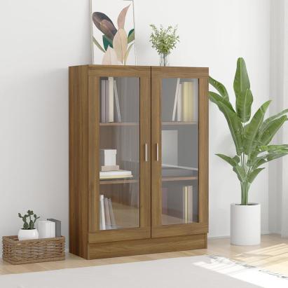 Dulap vitrină, stejar maro, 82,5x30,5x115 cm, lemn prelucrat GartenMobel Dekor