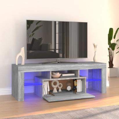 Comodă TV cu lumini LED, gri sonoma, 120x35x40 cm GartenMobel Dekor