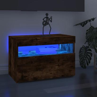 Comodă TV cu lumini LED, stejar fumuriu, 60x35x40 cm GartenMobel Dekor