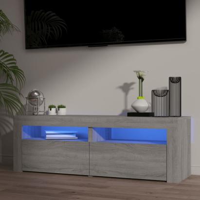 Comodă TV cu lumini LED, gri sonoma, 120x35x40 cm GartenMobel Dekor