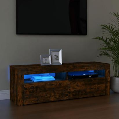 Comodă TV cu lumini LED, stejar fumuriu, 120x35x40 cm GartenMobel Dekor