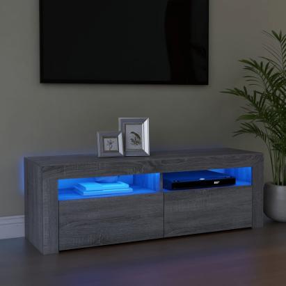 Comodă TV cu lumini LED, gri sonoma, 120x35x40 cm GartenMobel Dekor