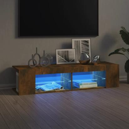 Comodă TV cu lumini LED, stejar fumuriu, 135x39x30 cm GartenMobel Dekor