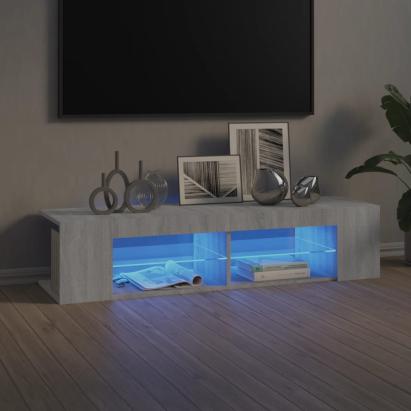 Comodă TV cu lumini LED, gri sonoma, 135x39x30 cm GartenMobel Dekor