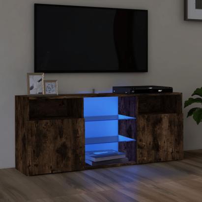 Comodă TV cu lumini LED, stejar fumuriu, 120x30x50 cm GartenMobel Dekor