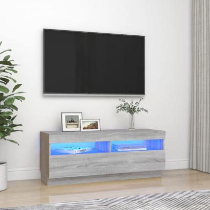 Comodă TV cu lumini LED, gri sonoma, 100x35x40 cm GartenMobel Dekor
