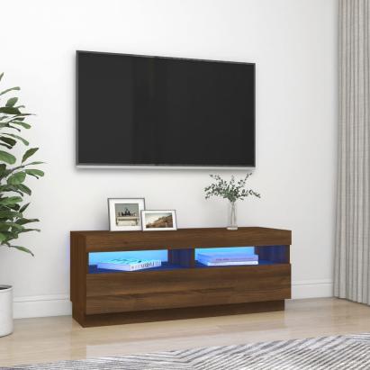Comodă TV cu lumini LED, stejar maro, 100x35x40 cm GartenMobel Dekor