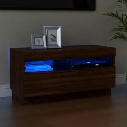 Comodă TV cu lumini LED, stejar maro, 80x35x40 cm GartenMobel Dekor