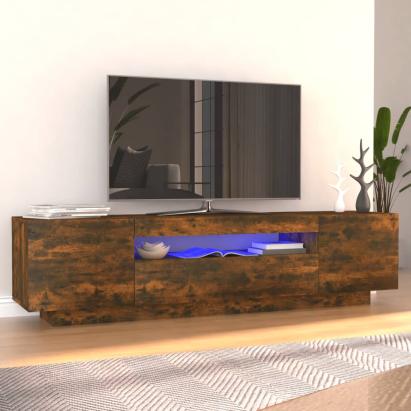 Comodă TV cu lumini LED, stejar fumuriu, 160x35x40 cm GartenMobel Dekor