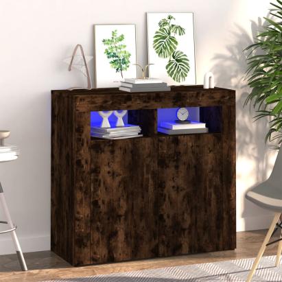 Servantă cu lumini LED, stejar fumuriu, 80x35x75 cm GartenMobel Dekor
