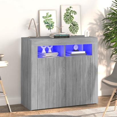 Servantă cu lumini LED, gri sonoma, 80x35x75 cm GartenMobel Dekor