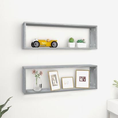 Rafturi de perete cub, 2 buc., gri sonoma, 80x15x26,5 cm, lemn GartenMobel Dekor