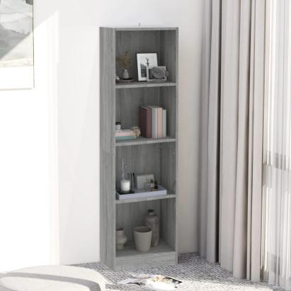 Bibliotecă cu 4 niveluri gri sonoma 40x24x143 cm lemn compozit GartenMobel Dekor