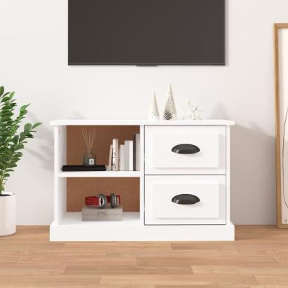 Comodă TV, alb extralucios, 73x35,5x47,5 cm, lemn prelucrat GartenMobel Dekor