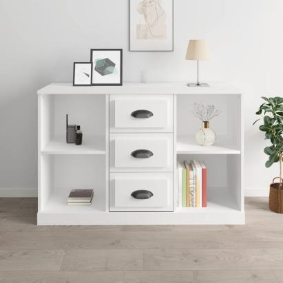 Servantă, alb extralucios, 104,5x35,5x67,5 cm, lemn prelucrat GartenMobel Dekor