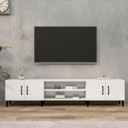 Comodă TV, alb extralucios, 180x31,5x40 cm, lemn prelucrat GartenMobel Dekor