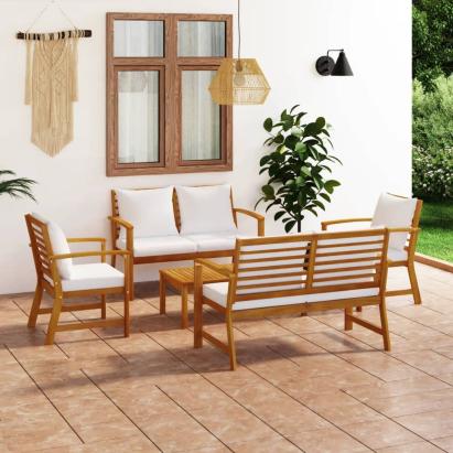 Set mobilier de grădină cu perne, 5 piese, lemn masiv acacia GartenMobel Dekor