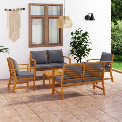 Set mobilier de grădină cu perne, 5 piese, lemn masiv acacia GartenMobel Dekor