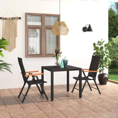 Set mobilier de grădină, 3 piese, negru și maro GartenMobel Dekor