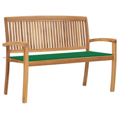 Bancă de grădină stivuibilă cu pernă, 128,5 cm, lemn masiv tec GartenMobel Dekor