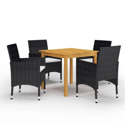 Set mobilier de grădină, 5 piese, negru GartenMobel Dekor