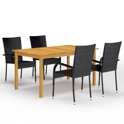 Set mobilier de grădină, 5 piese, negru GartenMobel Dekor