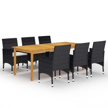 Set mobilier de grădină, 7 piese, negru GartenMobel Dekor