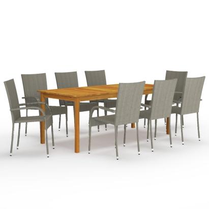 Set mobilier de grădină, 9 piese, gri GartenMobel Dekor