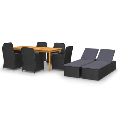 Set mobilier pentru grădină, 9 piese, negru GartenMobel Dekor