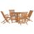 Set de mobilier de exterior pliabil, 5 piese, lemn masiv de tec GartenMobel Dekor