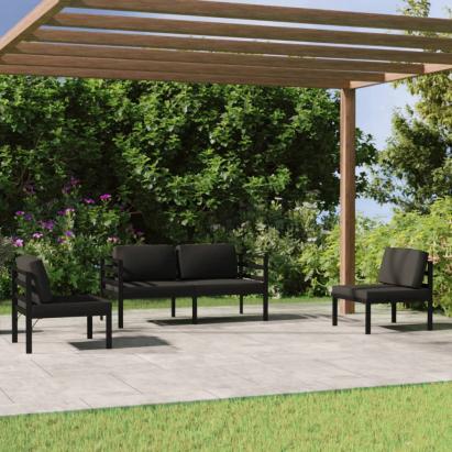 Set mobilier de grădină cu perne, 4 piese, antracit, aluminiu GartenMobel Dekor