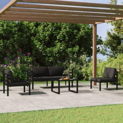Set mobilier de grădină cu perne, 5 piese, antracit, aluminiu GartenMobel Dekor