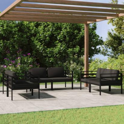 Set mobilier de grădină cu perne, 6 piese, antracit, aluminiu GartenMobel Dekor