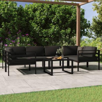 Set mobilier de grădină cu perne, 7 piese, antracit, aluminiu GartenMobel Dekor