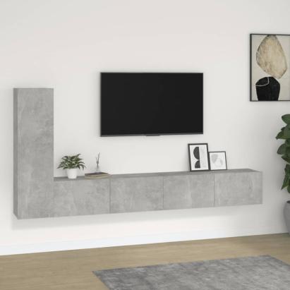 Set dulapuri TV, 3 piese, gri beton, lemn prelucrat GartenMobel Dekor