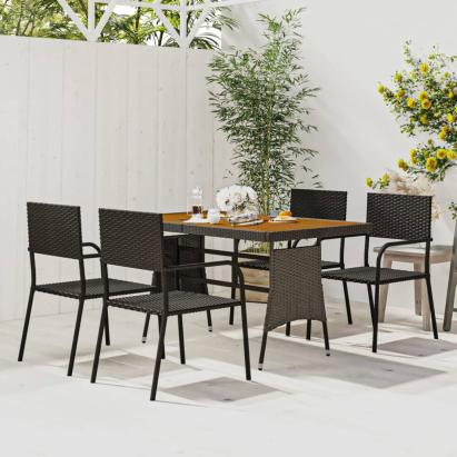 Set mobilier de exterior, 5 piese, negru, poliratan GartenMobel Dekor