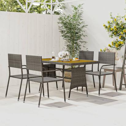 Set de mobilier de exterior, 5 piese, gri, poliratan GartenMobel Dekor