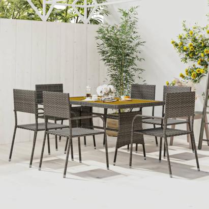 Set de mobilier de exterior, 7 piese, gri, poliratan GartenMobel Dekor