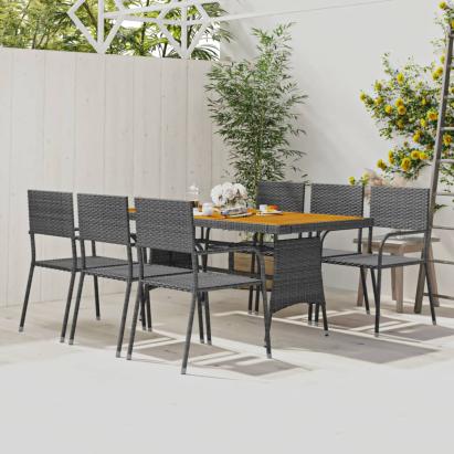 Set de mobilier de exterior, 7 piese, gri, poliratan GartenMobel Dekor