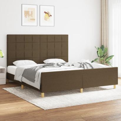 Cadru de pat cu tăblie, maro închis, 180x200 cm, textil GartenMobel Dekor