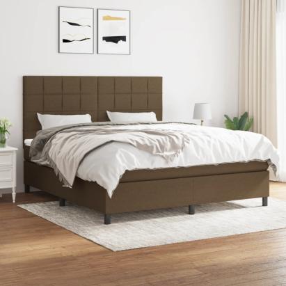 Pat continental cu saltea maro închis 180x200cm material textil GartenMobel Dekor