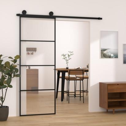 Ușă glisantă cu set feronerie, 76x205 cm, sticlă ESG/aluminiu GartenMobel Dekor