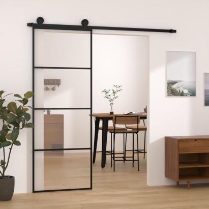 Ușă glisantă cu set feronerie, 76x205 cm, sticlă ESG/aluminiu GartenMobel Dekor
