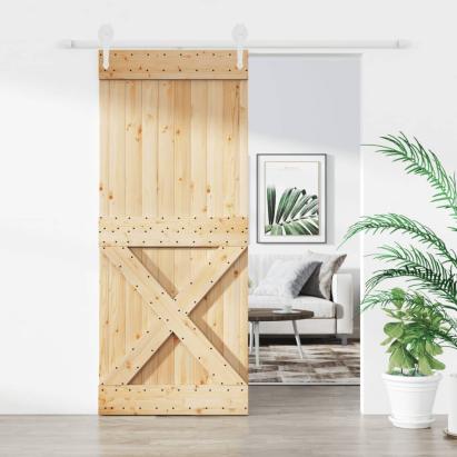 Ușă glisantă cu set feronerie, 100x210 cm, lemn masiv de pin GartenMobel Dekor
