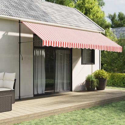 Pânză copertină de rezervă, dungi roșii și albe, 4,5x3 m GartenMobel Dekor