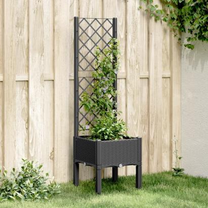 Jardinieră de grădină cu spalier, negru, 40x40x142 cm, PP GartenMobel Dekor