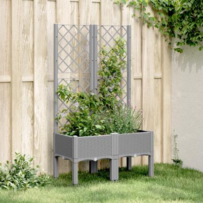 Jardinieră de grădină cu spalier, gri deschis, 80x40x142 cm, PP GartenMobel Dekor